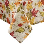 Elrene Home Fashions Autumn Leaves Fall Printed Fabric Tablecloth, 60" x 102", Multi