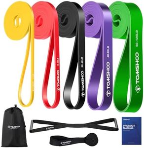 TOMSHOO 5Pcs Bandas de Resistencia Elástica, Cuerdas Elásticas de Fitness, Banda de Resistencia de Látex para Yoga, Pilates, Entrenamiento de Fuerza Muscular (9#)