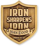 Iron Sharpens Iron Challenge Coin, Token of Faith & Discipleship for Bible Study, Armor Shield Crest Religious Pocket Prayer Coins, Everyday Carry Coin for Military Veterans, Psalm 144 Gift Man of God