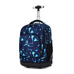 BOZONLI Trolley School Bags for Boys Girls Backpacks Rucksack with Wheels Trolley Backpack for School Students, Blue Geometry