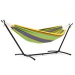 Mondeer Hammock with Stand, Double Fabric Camping Hammock with Metal Frame Carrying Bag up to 200kg for Camping Travel Patio Outdoor Garden, Green