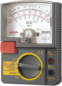 GuliTech Japan Sanwa DM509S DM1009S Insulation Testers/Analogy Type Single Test Voltage Range, 500V Analog Megohmmeter, Test Voltage DC500V/1000Mohm(DM509S)