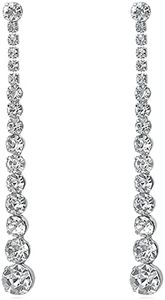 Pendientes colgantes colgantes colgantes pendientes largos pendientes de cadena de declaración pendientes pendientes de cristal de diamantes de imitación para mujer, fiesta de boda nupcial