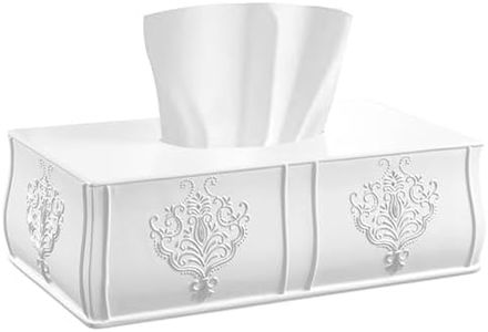 Creative Scents Vintage White Tissue Box Cover Rectangular - Decorative Bathroom Tissue Box Holder - Rectangle Tissue Holder for Modern Farmhouse Bathroom Decor