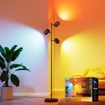 Govee Tree LED Floor Lamp, RGBWW 3-Head Focus Adjustable Standing Corner Lamp, Work with Matter Alexa, 64+ Scenes, Music Sync, 157cm Black Floor Lamps for Living Room, Bedroom, Reading Room
