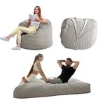 MAXYOYO Bean Bag Bed - Convertible Folds from Bean Bag Chair to Bed - Large Sofa with Soft Cover and Fluffy Filling Included for Adult, Couples, Guest (Gray, Double)