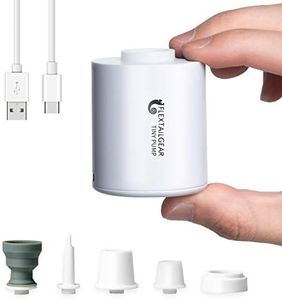 FLEXTAILGEAR Tiny Pump Portable Air Pump, Ultra-Mini with 1300mAh Battery USB Rechargeable to Inflate Deflate for Pool Floats Air Bed / Mattress Swimming Ring Vacuum Storage Bags (White)