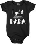 I Get It from My Dada Funny New Dad Father's Day Baby Infant Creeper Bodysuit Funny Baby Onesies Dad Joke Onesie for Baby Funny Music Onesie Novelty Onesie Black 12 Months