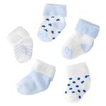 MumsLap Cotton blend Baby Boys & Baby Girls Warm Ankle Length Socks For Winters (Set Of 5 Pairs) | Socks For Newborn Baby To 36 Months Toddlers | Infant | Kids (White & Blue, 0-1 Years)