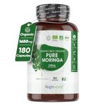 Organic Moringa Capsules 1650mg - 180 Vegan Moringa Leaves Capsules (2 Months Supply) - Soil Association Certified Pure Moringa Powder Supplement (Not Moringa Tablets) - High Strength Moringa Oleifera