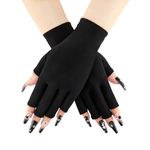 COOLJOB UV Gloves for Gel Nails, Professional UV Protection Gloves for Manicures, Art Skin Care for Nail Lamp, Fingerless Glove for Women Men Protect Hands from Sun and Nail Dryer Harm, Black, 1 Pair