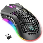 Wireless Lightweight Gaming Mouse, Ultralight Honeycomb Mice with RGB Backlit, 7 Button, Adjustable DPI, USB Receiver, 2.4G Wireless Rechargeable Ergonomic Optical Sensor Mouse