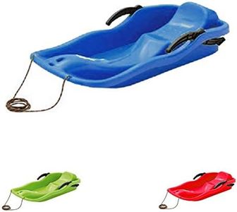 Blue sledge Race, plastic snow glitter with pulling rope and steering brakes