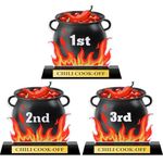 Sieral 3 Pcs Chili Cook Off Trophies Acrylic Chili Pot Trophy 5.3 Inch Chili Cook Off Award Chili Cook Off Prizes Available 1st 2nd 3rd Place Trophy Set for Chili Cook Off Supplies Events