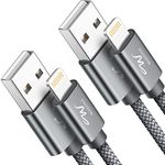 Wayona Nylon Braided (2 Pack) USB Data Sync & Charging Cable 3A Compatible with iPhones, iPad Air, iPad mini (3 FT Pack of 2, Grey)