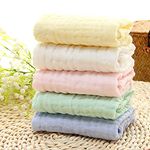 FDSHIP Baby Square Cotton Organic Bamboo Absorbent Reusable Face Towels, 10x10 Inches/0-18 Months (Multicolour) - Pack of 5