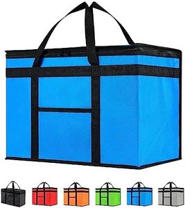 NZ home Bolsa térmica aislada XXL y calentador de alimentos para entrega de alimentos y compras de comestibles con parte superior con cremallera, azul (paquete de 1)