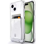 SHIELDS UP for iPhone 15 Case, Wallet Minimalist Case with Card Holder [3 Cards], Transparent Slim Shockproof TPU Bumper Cover for iPhone 15 6.1'' - Clear