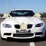 Time to Sparkle 5 Bows + 7M Ribbon Wedding Car Ribbon Decoration Kit Wrapping Large Bow (Ivory)