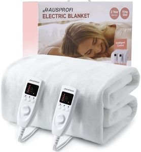 HAUSPROFI Electric Blanket King Size, Heated Underblanket Bed Warmer with Dual Control 5 Heat Settings 10 Timer Settings Soft Fleece Polyester, Machine Washable with Detachable Control