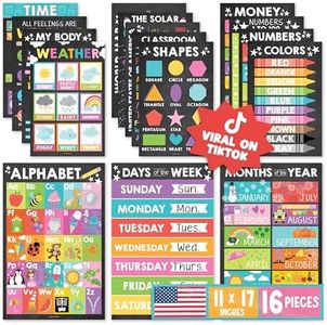 Hadley Designs 16 Colorful Kids Educational Posters For Toddlers 1-3 - Pre K Learning Posters, Homeschooling Supplies Preschool, Alphabet Poster For Toddlers, Teacher Posters For Classroom Posters