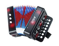 FunnyGoo Oostifun Children's Kids' Button Accordion Toy Keyboard Instruments with 7 Treble Keys, 3 Air Valves, Hand Strap, Early Learning Eduction Instrument Music Toy for Begginers (Black)