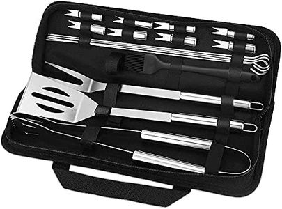Ensemble d'Outils De Barbecue, 16PCS Barbecue Ustensiles en Acier Inoxydable pour Grillade avec Boîte de Rangement/Spatule/Fourchette/Pince/Brochettes et Pinceau pour Extérieur/Camping/Jardin