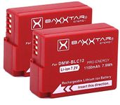 2x Baxxtar Pro Energy compatible with battery Panasonic DMW BLC12 E genuine 1100mAh intelligent system for Lumix DC FZ1000 II G91 DMC GX8 G70 G80 G81 G7 G6 G5 FZ2000 FZ1000 FZ330 FZ300 FZ200 etc.