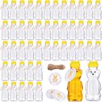 Mifoci 48 Pcs 8Oz Plastic Bear Honey Bottle Honey Squeeze Bottle with Flip Top Lid Empty Honey Jar Honey Containers Honey Bear Cup with 48 Pcs Thank You Tags and Jute Rope for Baby Shower Party Favor