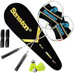 Senston Badminton Rackets Set of 2, Graphite Shaft Badminton Racquets Including Badminton Bag, 2 Badminton Shuttlecock, 2 Racquet Grip