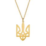 EUEAVAN Ukraine Trident Ukraine Coat of Arms Pendant Necklace Flag Charm Ukraine Symbols Choker Patriotic Gift Ukraine Souvenir Jewelry Girls Women Stainless Steel (Necklace-gold)