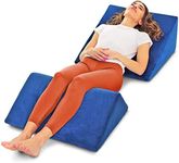 Bed Wedge Pillow – 2 Separate Memory Foam Incline Cushions, System for Legs, Knees and Back Support Pillow | Acid Reflux, Anti Snoring, Heartburn, Reading – Machine Washable, Navy