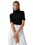 SIGHTBOMB Turtle Neck Half Sleeve Ribbed Tops For Women (Small-Medium, Black, Slim Fit)