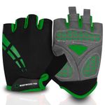 WESTWOOD FOX Cycling Gloves for Men Women,Half Finger Unisex Gel Padded Anti-Slip Mountain Bike Gloves, Breathable Shock Absorption Grip Palm Bicycle Summer Riding MTB Bike Gloves (GREEN, M)