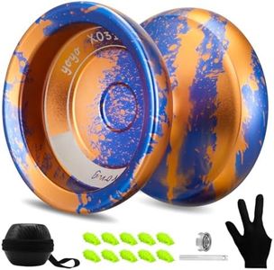 YOYOSTUDIO X0312 Responsive Yoyo Professional, Unresponsive Yoyo for Kids 8-12, Fingerspin Yo yo for Kids Adults, Trick Yoyo Professional with Yo-Yo Strings, Case and Gloves (Blue and Orange)