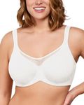 HSIA Minimizer Bras for Women Plus Size, Full Coverage T Shirt Unlined Bra with Underwire & Wide Strap Support for Heavy Breast, White 44C