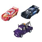 Mattel Disney and Pixar Cars Toys, Color Changers 3-Pack Vehicles with Lightning McQueen, Mater and Jackson Storm Toy Cars, GPB03