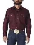 Wrangler Men's Authentic Cowboy Cut Work Western Long-Sleeve Firm Finish Shirt,Red Oxide,Large