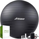 Trideer Extra Thick Yoga Ball Exercise Ball, 5 Sizes Ball Chair, Heavy Duty Swiss Ball for Balance, Stability, Pregnancy and Physical Therapy, Quick Pump Included (Black, S (38-45cm))