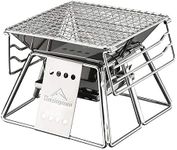 Campingmoon Portable Camping Fire Pit Campfire Grill,Folding Stainless Steel BBQ Grill for Outdoor Camp Travel Garden Cooking Picnic 1-2 People with Carrying Bag