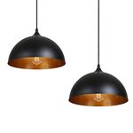 Tomshine 2 Pack Industrial Suspended Ceiling Pendant Light Fixtures Black Metal Vintage Lampshades for Kitchen Island Farmhouse Restaurant Loft Coffee Bar,LT057