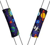 Seat Belt Pillow, Universal Extra Soft Support Travel Pillow for Head Neck and Shoulder in Car Seat Strap Cushion Pads for Kids Childs Baby Adults,There are cartoon patterns of astronauts, spaceships.