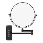 Nicesail Bathroom Shaving Mirror Wall Mounted Black Magnifying Mirror 10x Extendable Makeup Mirror 360° Rotatable Double-sided Mirror,Ø 20cm