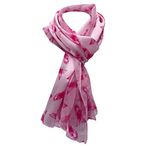 Rosemarie & Jubalee Women's Satin Stripe Lightweight Pink Ribbon Breast Cancer Awareness Fashion Scarf, 60", Light Pink Background, One Size