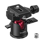 SMALLRIG Tripod Ball Head 360° Panoramic, Mini Ball Head with with 1/4" Screw 3/8" Thread Mount and Arca-Type QR Plate for Cameras, Tripods, Monopods, Phone, Gopro, Max Load 2kg - BUT2665