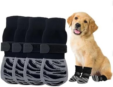 4-Pack Anti-Slip Dog Socks for Hardwood Floors - Extra-Thick Non-Slip Grip for Paw Protection, Prevents Licking and Slipping, Adjustable Dog Booties for Small Paws (Large)