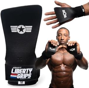 JerkFit Liberty Grips 2.0 (Large) - Fingerless Gymnastics Hand Grips for Pull-Ups, Cross Training, Weightlifting, WODs, and Calisthenics - No Hole Hand Protection to Prevent Rips and Blisters