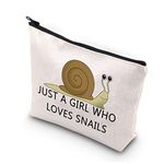 Snail Lover Makeup Bag Just a Girl Who Loves Snails Travel Pouch for Friend Agricultural Engineer Gift Snail Themed Cosmetic Bag (Girl Loves Snail CA)
