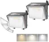 HiBay Dusk to Dawn LED Wall Pack Lights Outdoor, 9 in 1 Commercial Security Flood Lighting 10450 lumens, 80W IP65 Wall Floodlight Fixtures for House Garage Parking Lot, 2-Pack