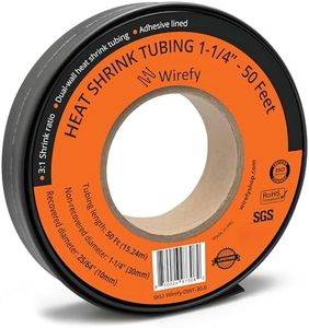 Wirefy 1-1/4" Heat Shrink Tubing - Large Diameter - 3:1 Ratio - Adhesive Lined - Industrial Heat-Shrink Tubing - Black - 50 Feet Roll